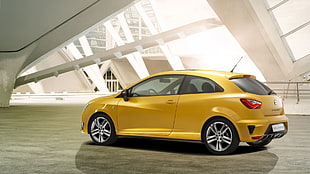 yellow 5-door hatchback, Seat Ibiza, car, concept cars, yellow cars HD wallpaper