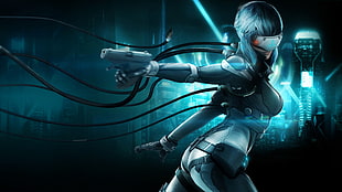 female character holding handgun sci-fi digital wallpaper, Ghost in the Shell, Kusanagi Motoko, ghost in the shell first assault, first assault HD wallpaper