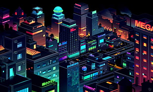 city buildings during nighttime illustration
