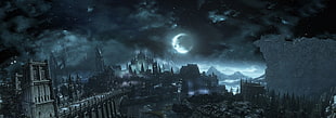 gray high-rise building artwork, Dark Souls III, Dark Souls, castle, dark fantasy
