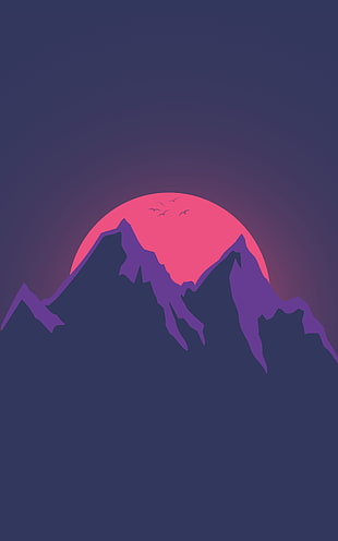mountain and moon logo, Flatdesign, symbols