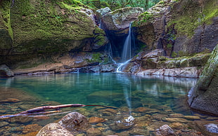body of water, nature, landscape, waterfall, rock