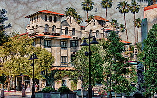 painting of building, building, city, California, riverside