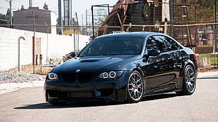 black BMW coupe, car