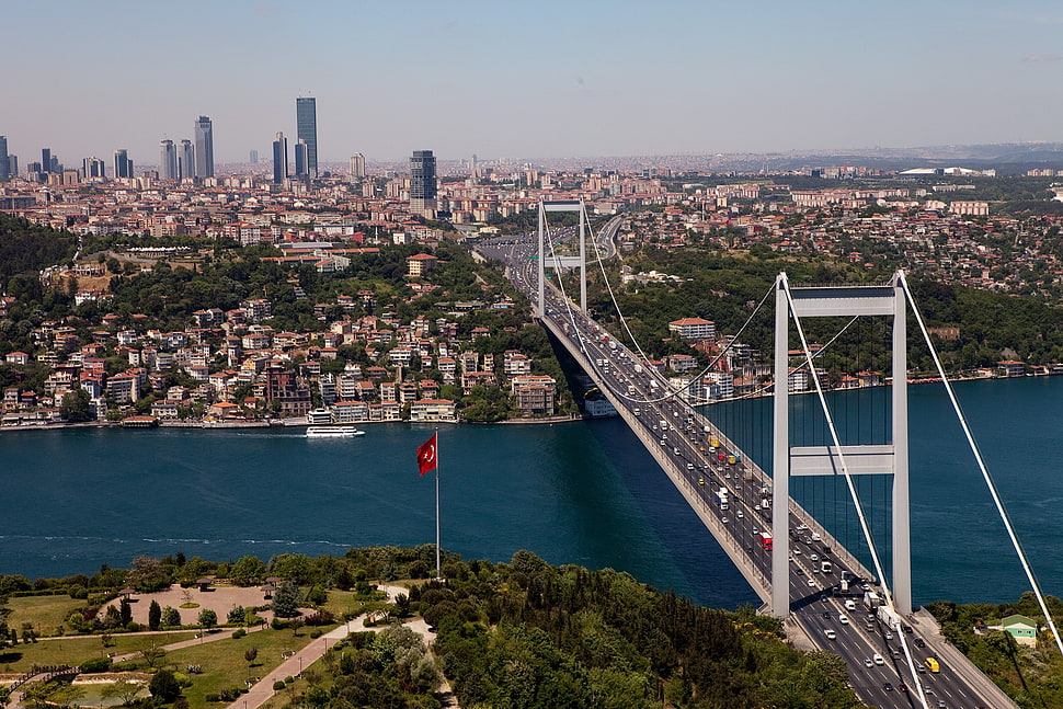 grey concrete bridge, nature, Istanbul, Turkey, city HD wallpaper