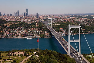 grey concrete bridge, nature, Istanbul, Turkey, city HD wallpaper