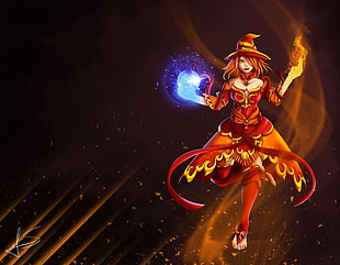 red haired female anime character, Dota, Defense of the ancient, Lina