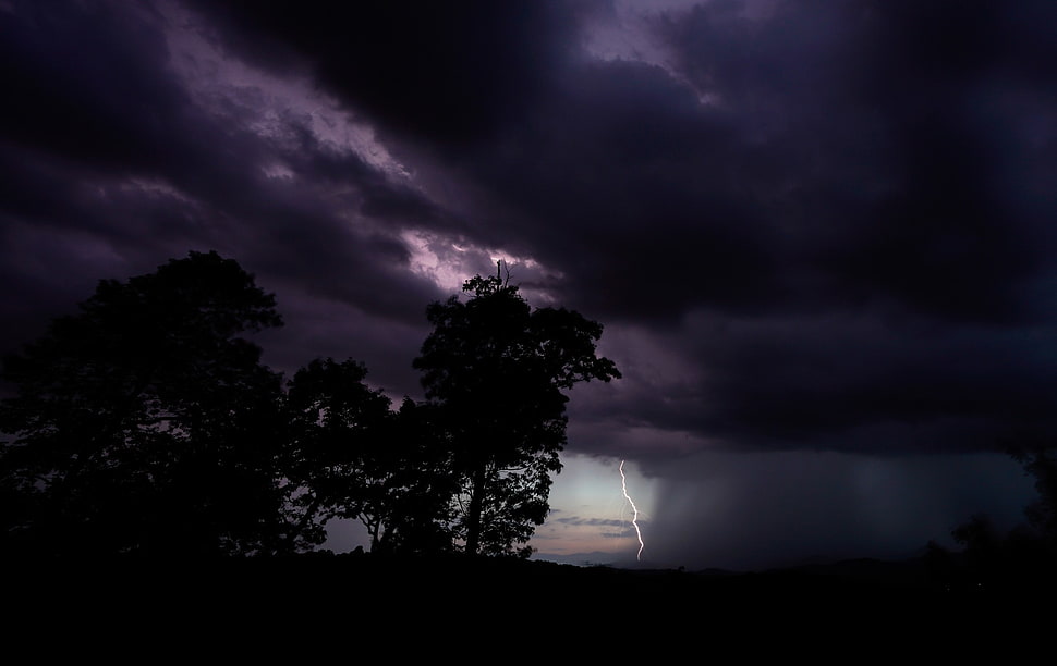 landscape, night, clouds, rain HD wallpaper