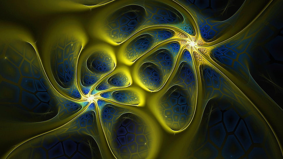 yellow and blue illustrationb HD wallpaper