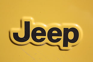 yellow and black Jeep logo, Jeep, logo