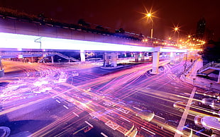 gray concrete bridge, cityscape, long exposure, interchange, intersections