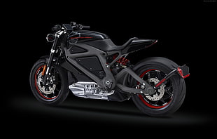 black sports bike, Harley Davidson Livewire, Electric bike, 4k HD wallpaper