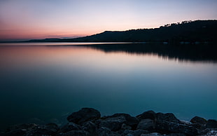body of water, Switzerland, landscape, rock, silhouette HD wallpaper