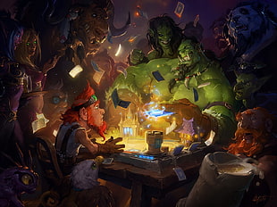 Warcraft Dota characters playing card game poster, Hearthstone: Heroes of Warcraft, Blizzard Entertainment, Hearthstone, concept art
