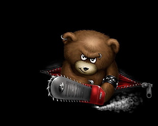 bear holding chainsaw wallpaper