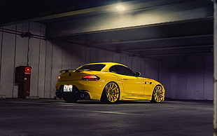 yellow coupe, car, BMW, BMW Z4, sports car