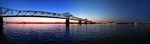 silhouette of bridge during sunrise HD wallpaper