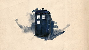 blue telephone booth illustration, Doctor Who, TARDIS, artwork