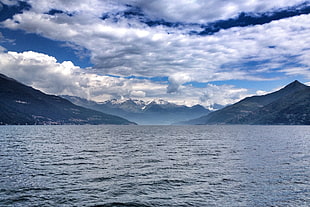 photo of mountains and sea, lake como