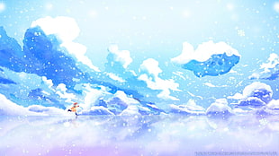 clouds animated illustration, anime, winter, Kanon