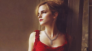 women's red dress HD wallpaper