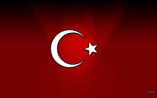 shallow photography of white and red Turkey logo