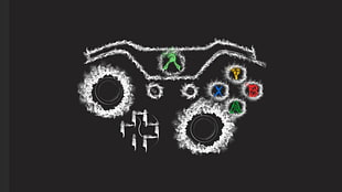 white and multicolored Xbox 360 controller illustration, Xbox, controller, smoke, controllers