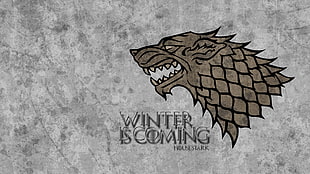 wolf illustration, Game of Thrones, House Stark, sigils, Winter Is Coming