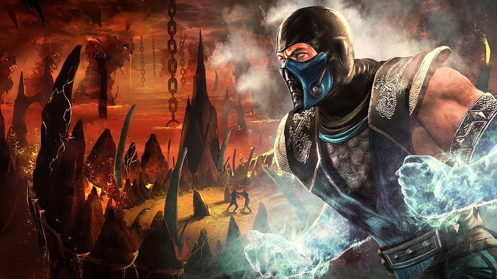 sub zero mortal kombat illustration HD wallpaper