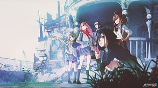 five female anime characters digital wallpaper, darling in franxx, Darling in the FranXX, Code:196 (Ikuno), Code:390 (Miku)