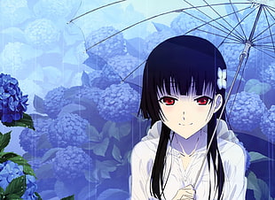 photo of girl anime holding umbrella artwork