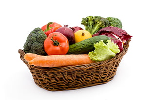 vegetables in wicker basket HD wallpaper