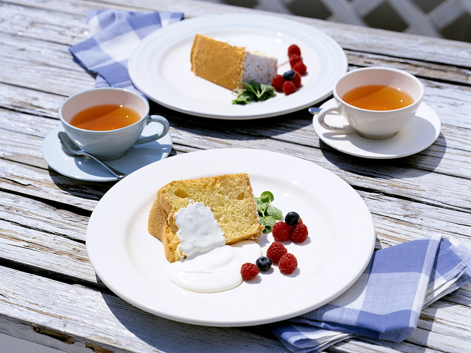 white ceramic plate with white ceramic teacup HD wallpaper