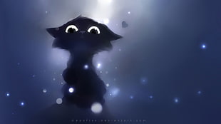 black cat illustration, Apofiss, cat, simple background, fantasy art