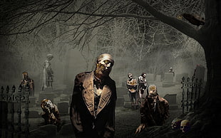 zombie wallpaper, horror, cemetery