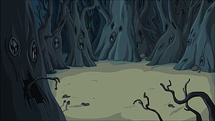 Adventure Time forest wallpaper, Adventure Time, cartoon