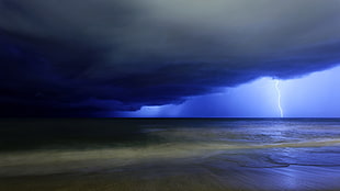 Lightning,  Blow,  Sky,  Dark blue HD wallpaper