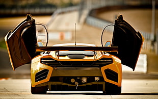 yellow sports car, McLaren, McLaren MP4-12C GT3, McLaren MP4-12C