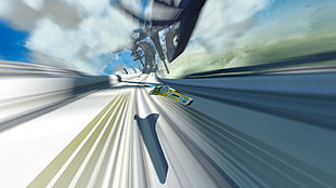white and yellow spacecraft, Wipeout, Wipeout HD, racing, PlayStation 3 HD wallpaper