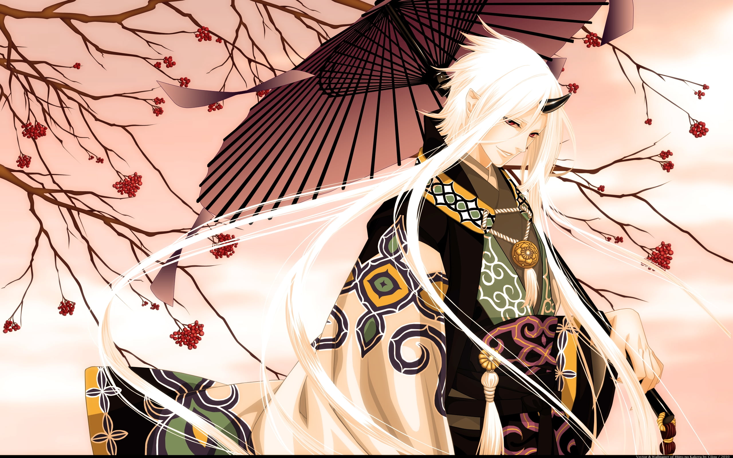 White haired male anime character with umbrella fan art HD wallpaper |  Wallpaper Flare