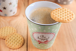 cookies on cup with coffee HD wallpaper