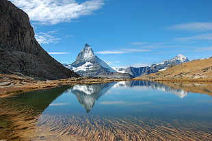 brown mountain covered with snow, matterhorn