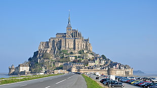 gray and brown castle, Mont Saint-Michel, architecture