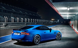 blue coupe, Jaguar, Jaguar XKR-S, Jaguar XKR, blue cars