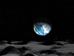earth, digital art, Moon, universe, Earth HD wallpaper