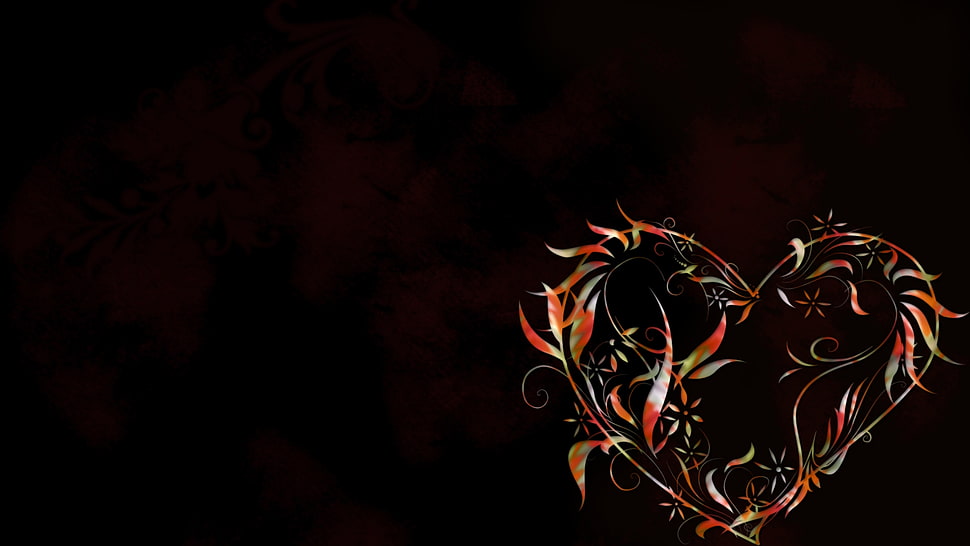 red and brown heart shape illustration HD wallpaper