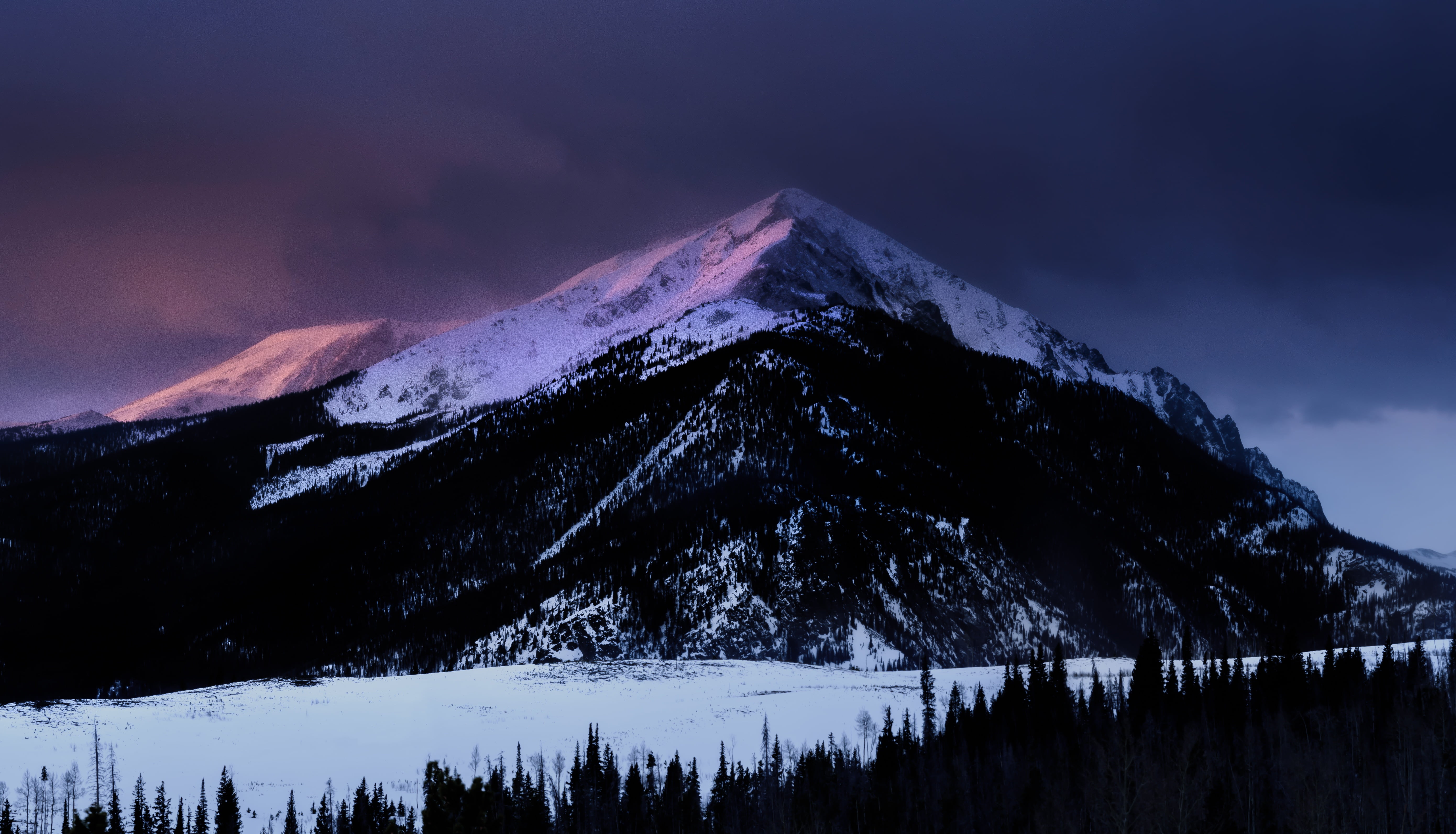 black and white snow mountain