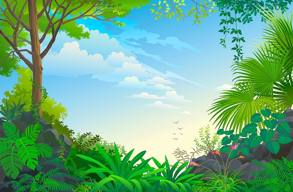 green and yellow leaf plant, landscape, vector HD wallpaper