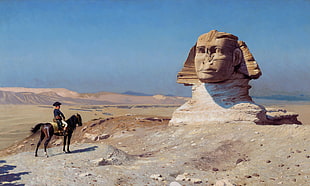 man riding horse near Great Sphinx of Giza, Egypt HD wallpaper