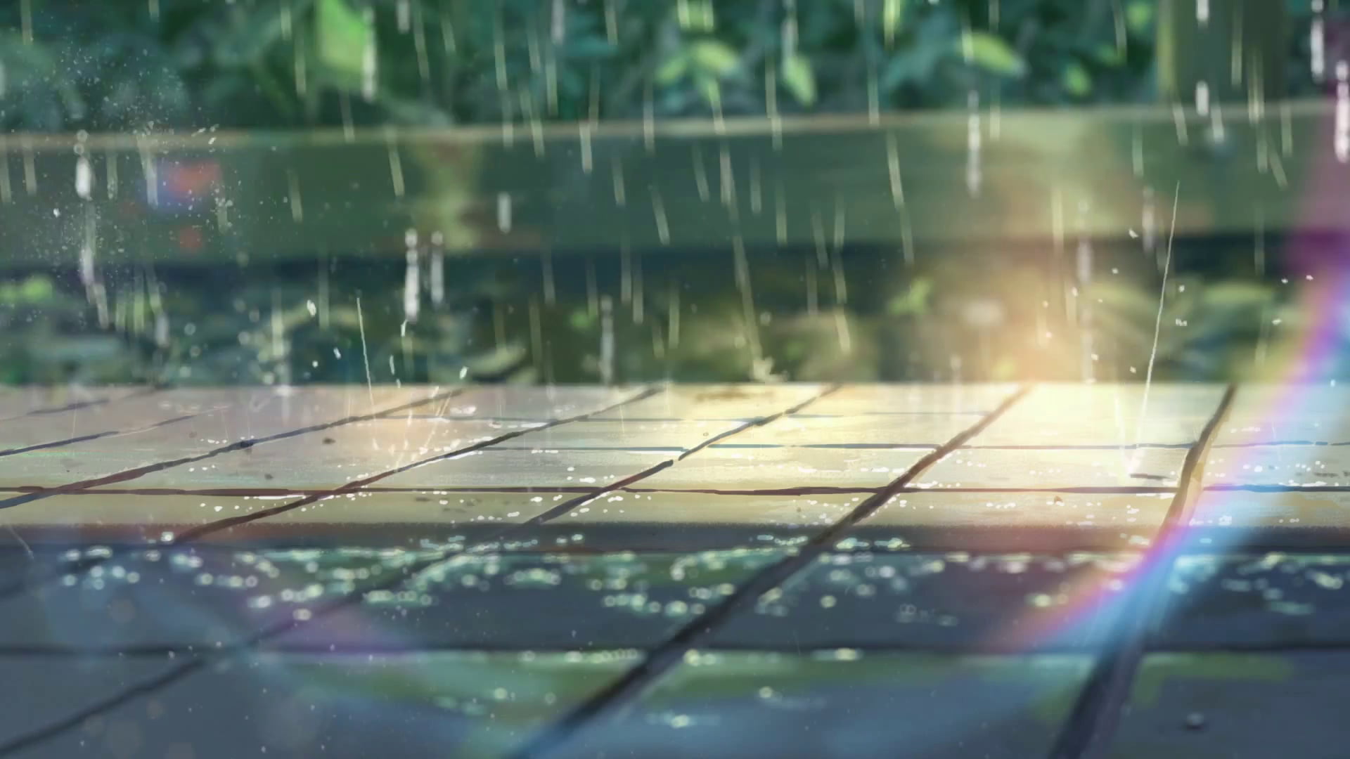 Makoto Shinkai , The Garden of Words, rain, rainbows